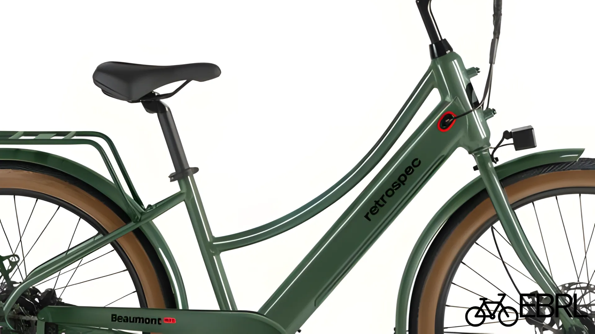 Integrated 500Wh battery on the Retrospec Beaumont Rev+ step-through electric city bike