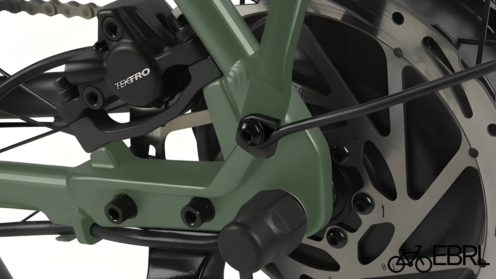 Tektro hydraulic disc brakes with 180mm rotors on the Retrospec Beaumont Rev+ electric city bike