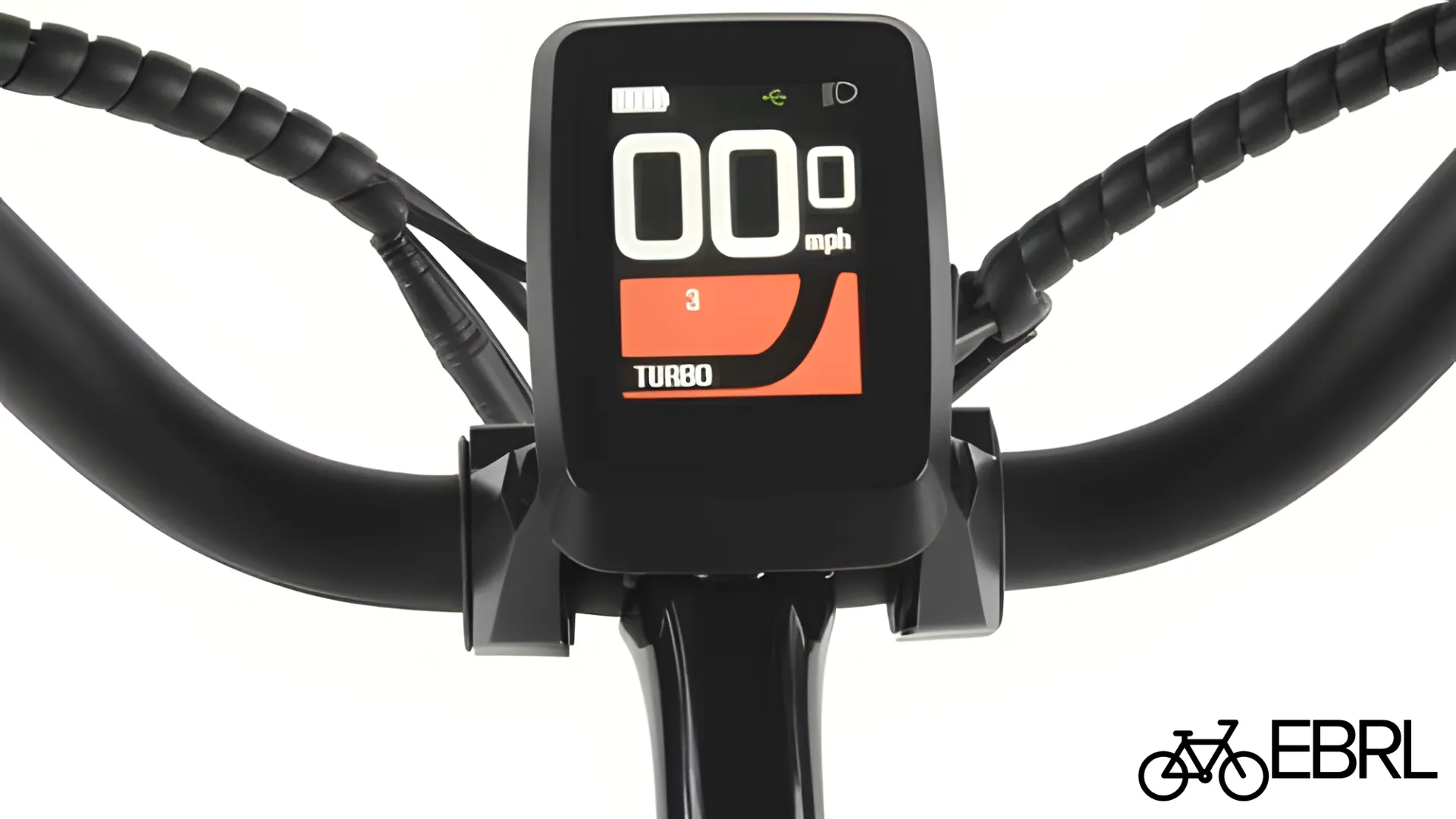 Full-color TFT display on the Retrospec Beaumont Rev+ Step-Through showing speed and battery data