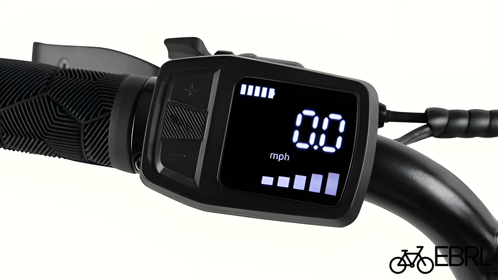 Retrospec Valen Rev 3 left-mounted LCD display showing speed and pedal assist level