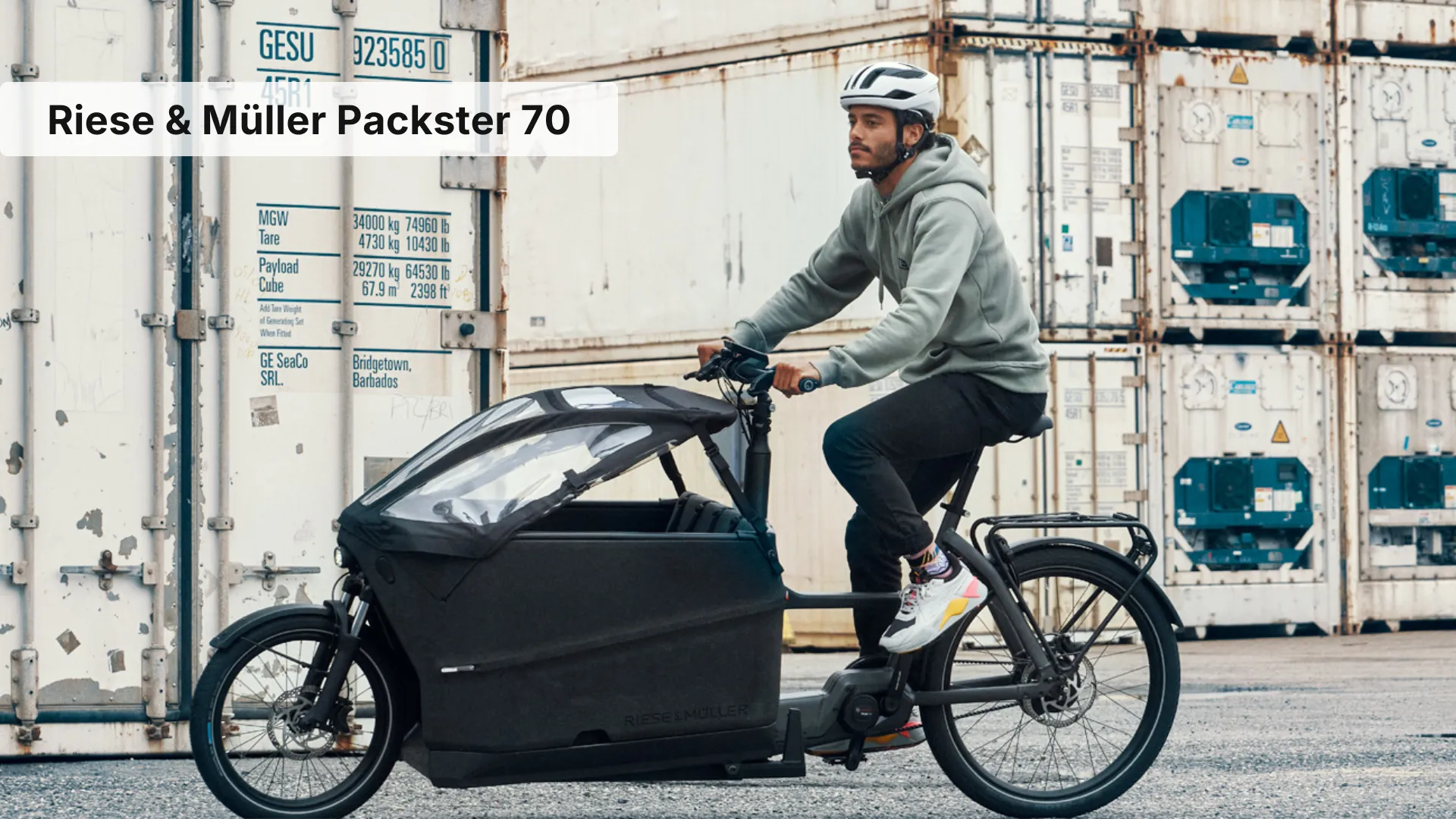 Riese & Müller Packster 70 electric cargo bike with front loading box and Bosch motor system