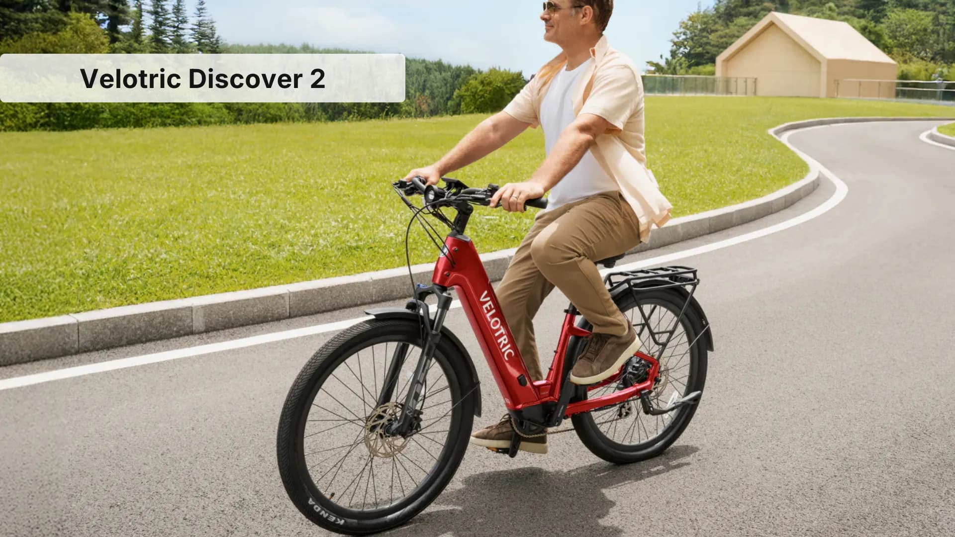 Velotric Discover 2 electric bike with step-through frame in cherry crimson color