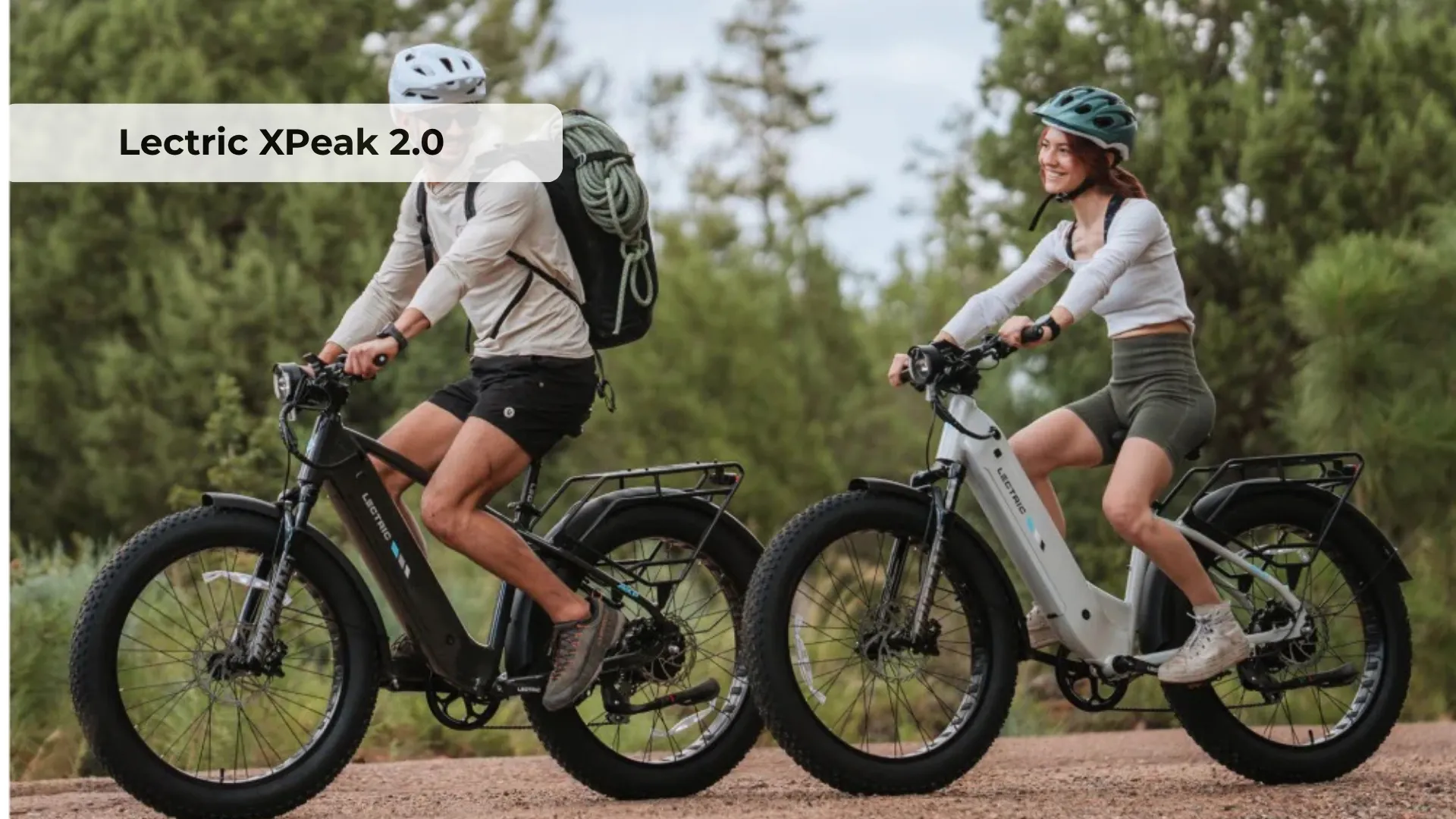 Lectric XPeak 2.0 electric fat bike on an off-road trail