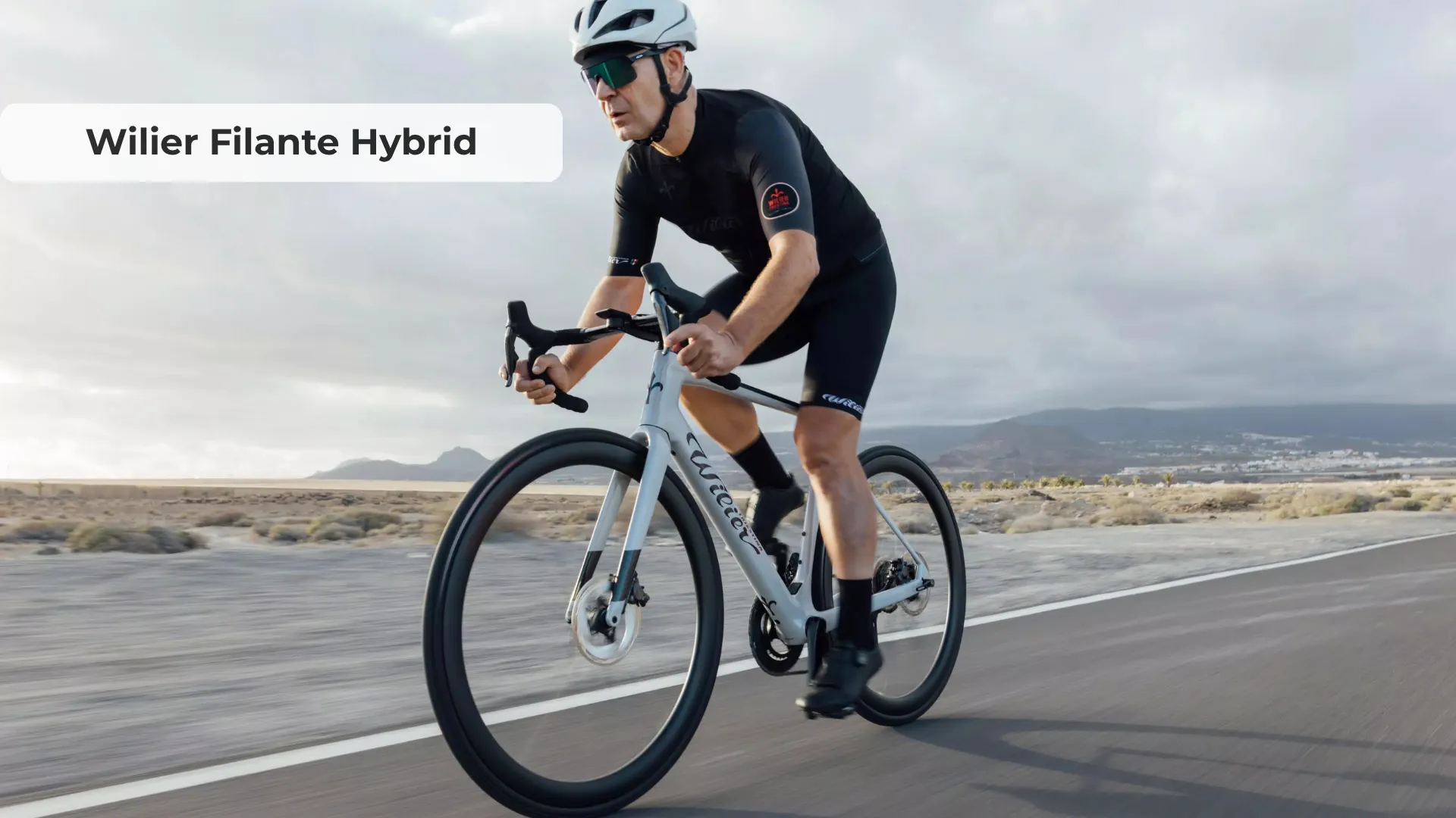 Wilier Filante Hybrid electric road bike in silver finish with integrated battery system