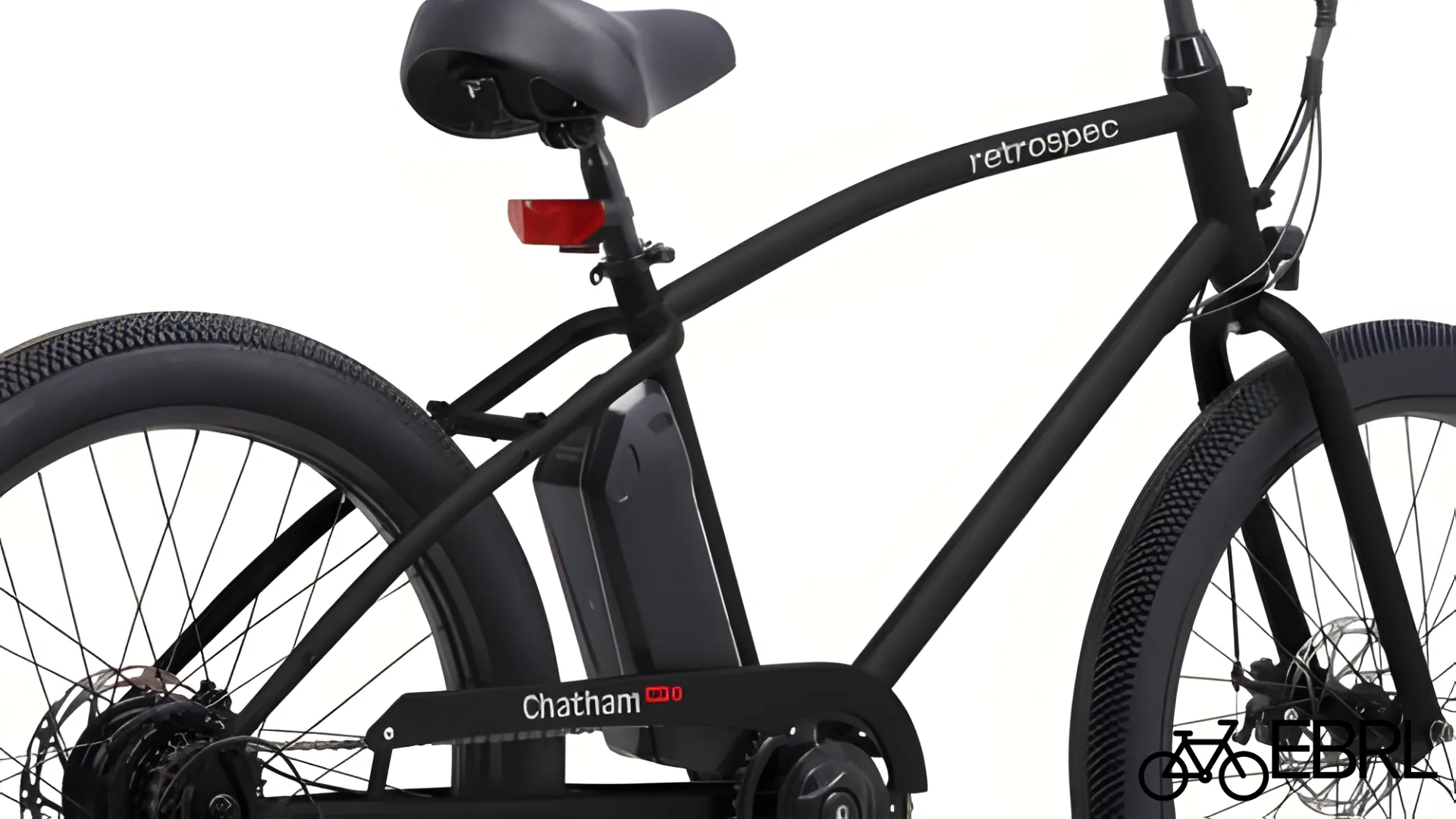 Frame-mounted 36V battery on the Retrospec Chatham Rev 3 electric beach cruiser
