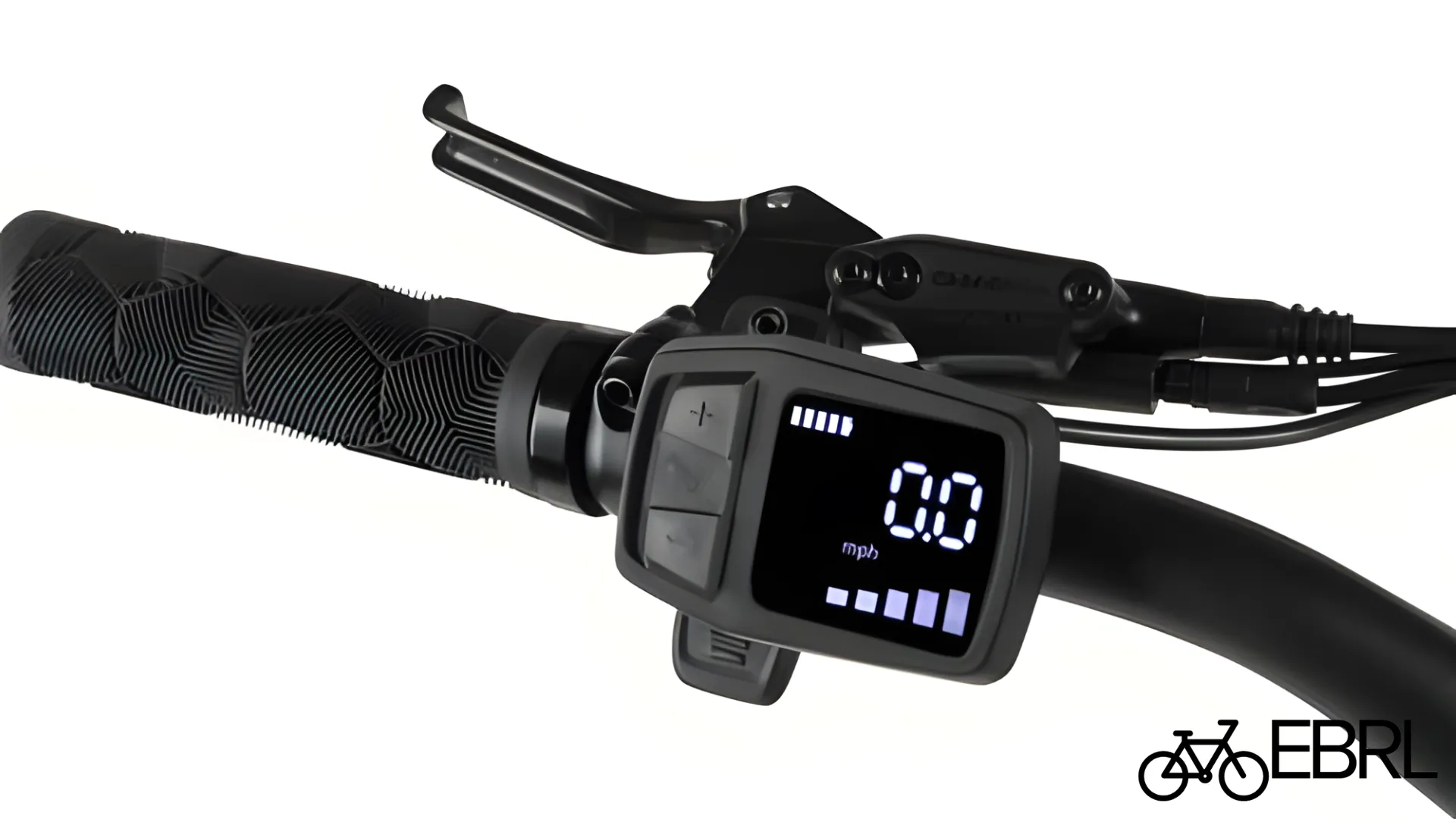 Retrospec Koa Rev 3 LCD handlebar display showing speed and assist level