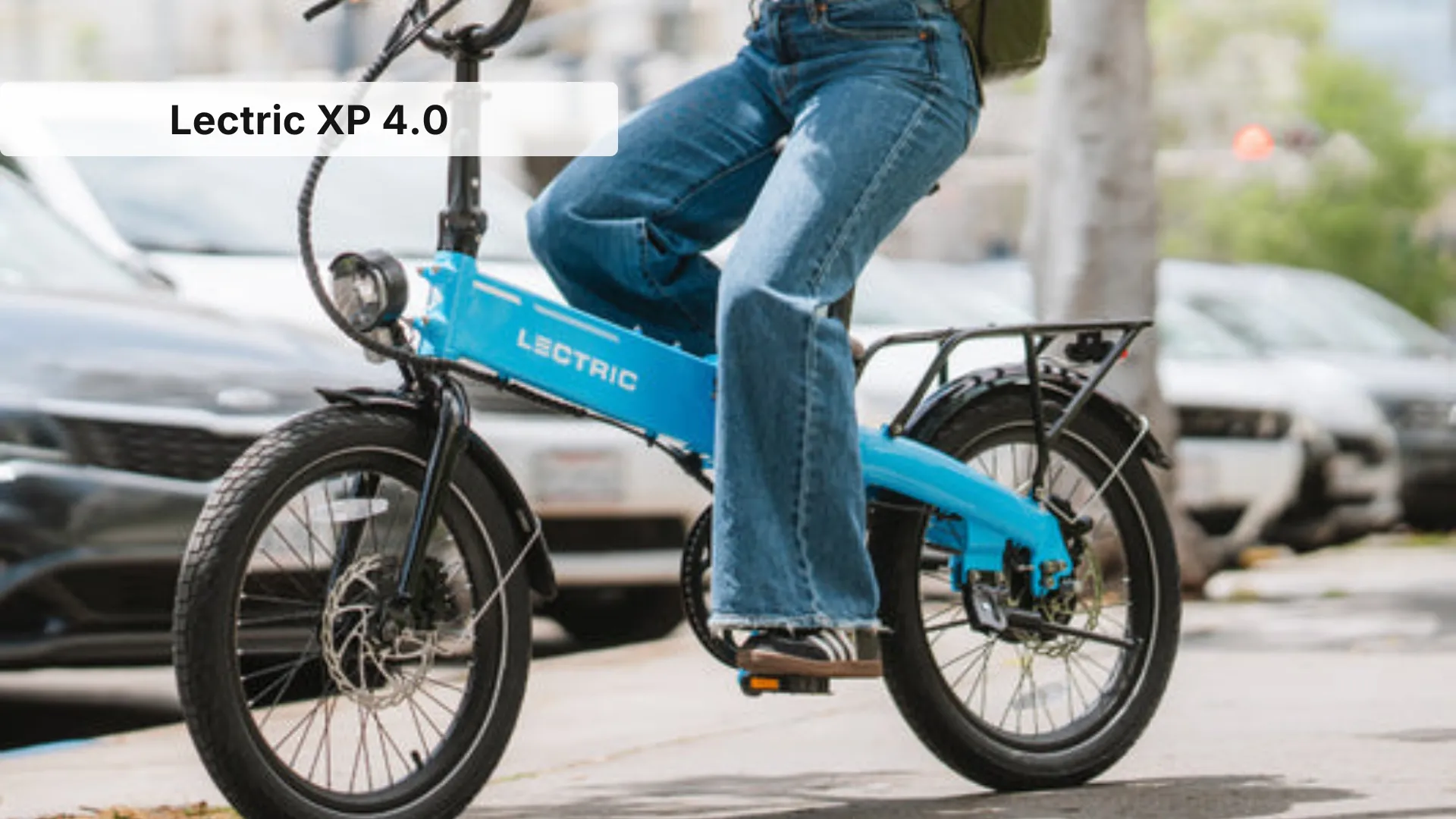 Lectric XP 4.0 folding electric bike in Tempest Grey with fat tires and step-through frame