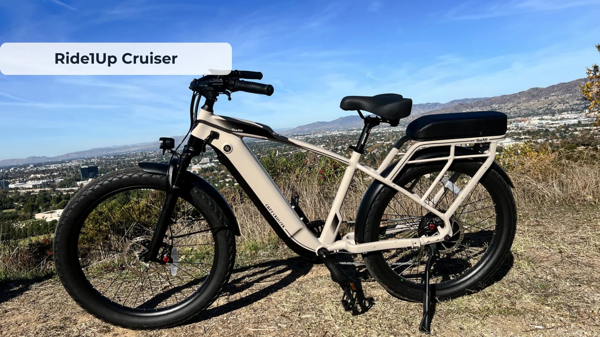 Ride1Up Cruiser electric beach cruiser bike with step-through frame in blue